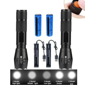 2x Extrem Hell Taschenlampe Zoom USB Mit Akku Aufladbar LED