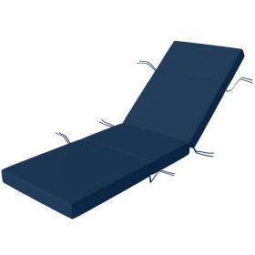 Chaise Lounge Cushion, 4" Thick Outdoor Lounge Chair Cushions with Ties for Patio, 26" x 80", Navy Blue