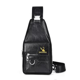 Chest Bag Men's Retro Easy Matching Large Capacity Waterproof (Option: Black)