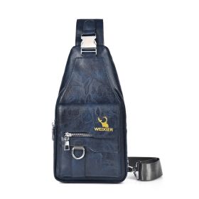 Chest Bag Men's Retro Easy Matching Large Capacity Waterproof (Option: Blue)