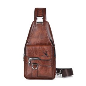 Chest Bag Men's Retro Easy Matching Large Capacity Waterproof (Option: Dark Brown)