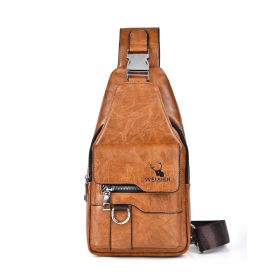 Chest Bag Men's Retro Easy Matching Large Capacity Waterproof (Option: Light Brown)