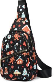 Christmas Crossbody Small Sling Backpack Sling Bag for Women Men, Chest Bag Daypack Crossbody for Travel Sport Running Hiking Christmas Gift (Red (Color: black)
