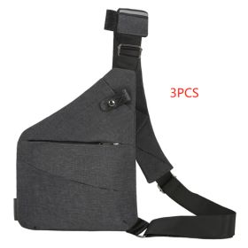 Men's Multifunctional Shoulder Bags Sports Chest Pack Bags (Option: Dark grey right shoulder 3PCS)